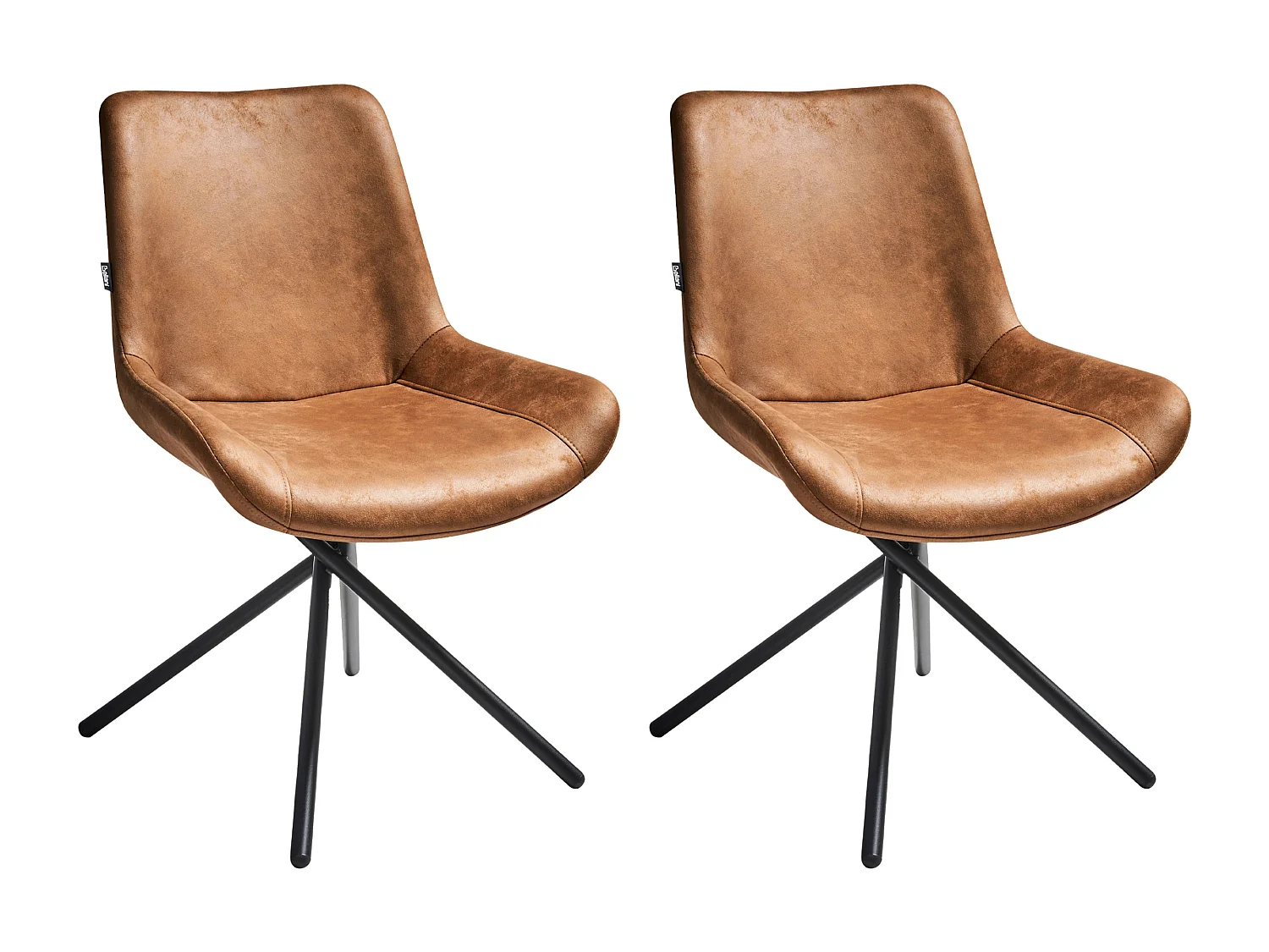 Lot de 2 chaises de salle à manger HAILEY Daim synthétique Marron doré