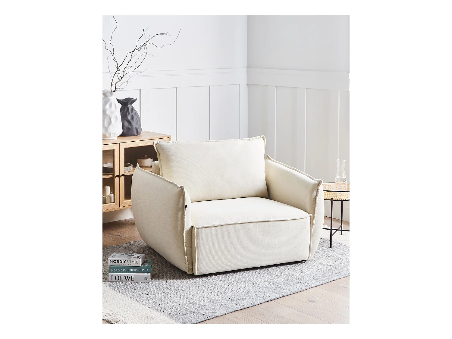 Fauteuil KUNES Tissu Beige clair