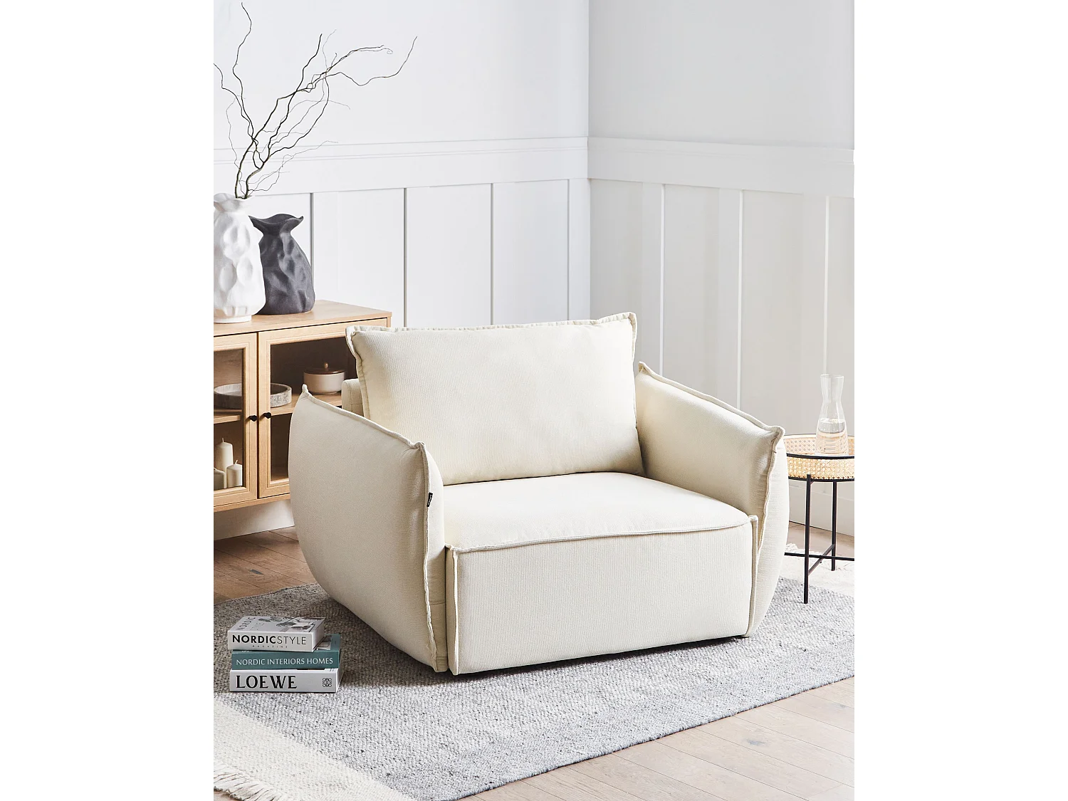 Fauteuil KUNES Tissu Beige clair