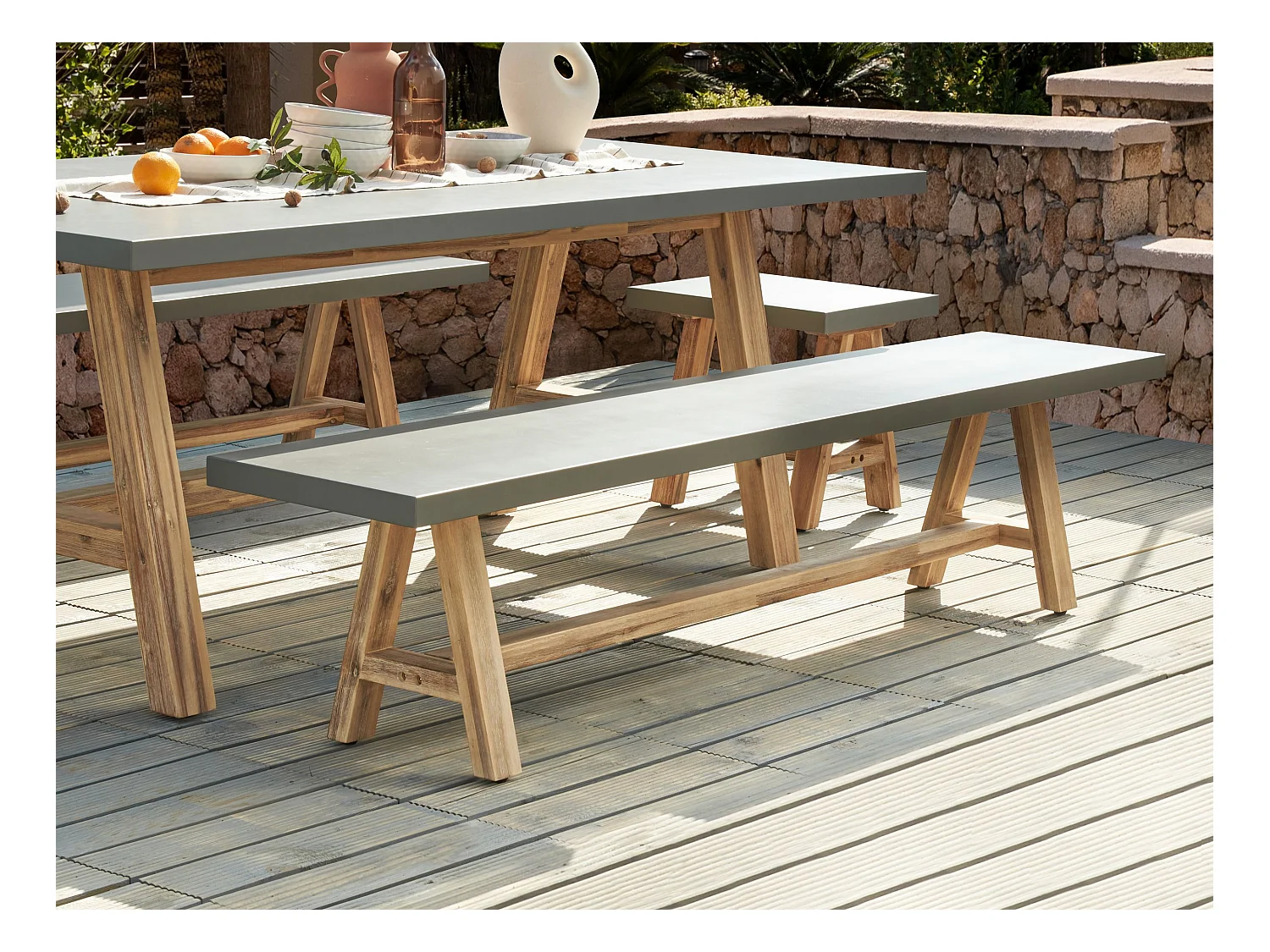 Ławka ogrodowa TONNARE 200 cm Beton Szary