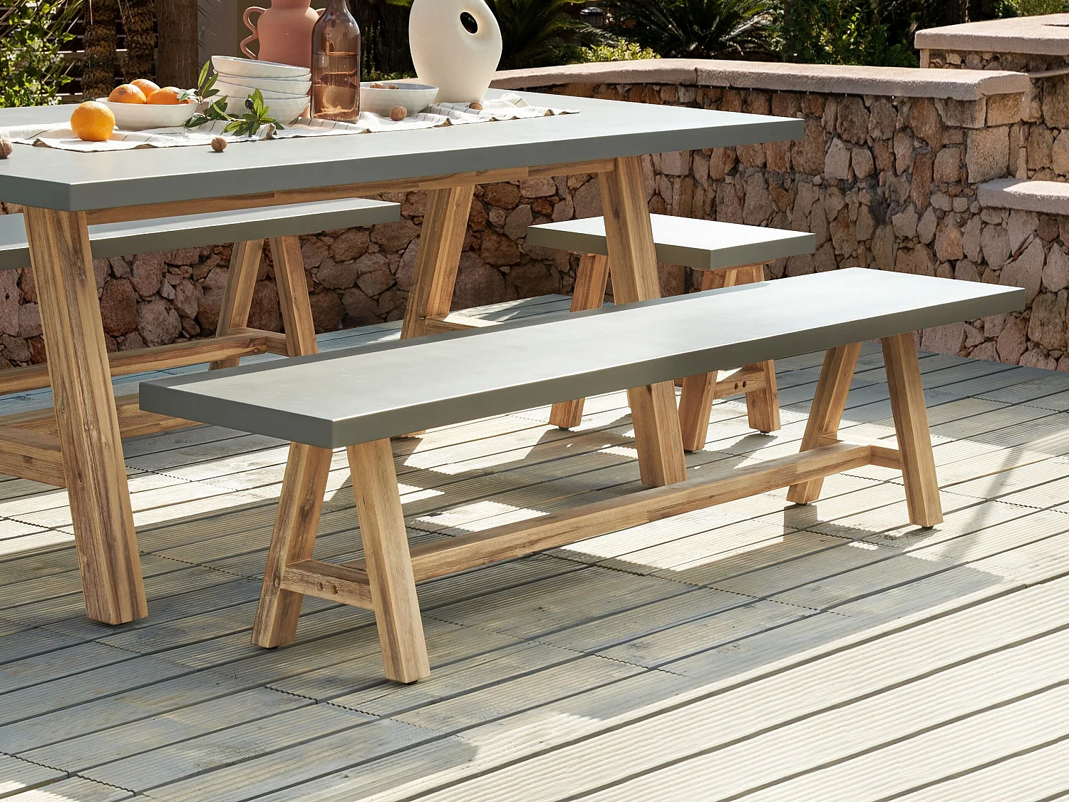 Gartenbank TONNARE 200 cm Beton Grau