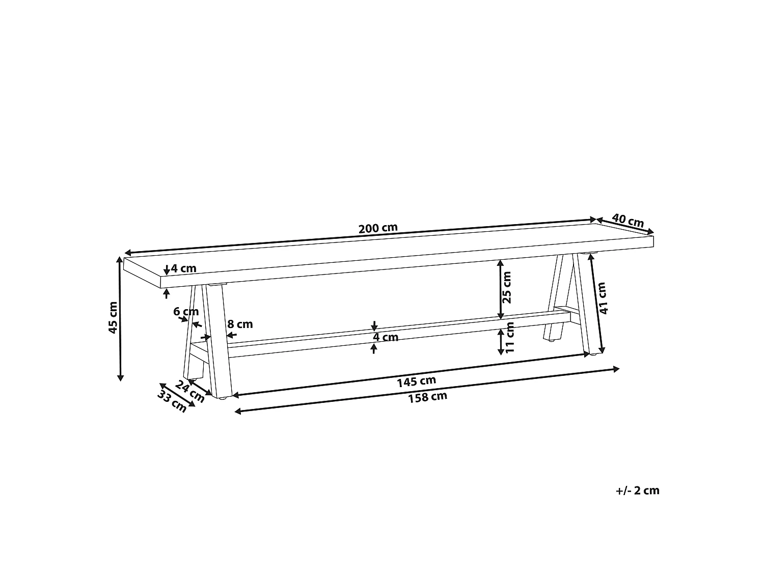 Gartenbank TONNARE 200 cm Beton Grau