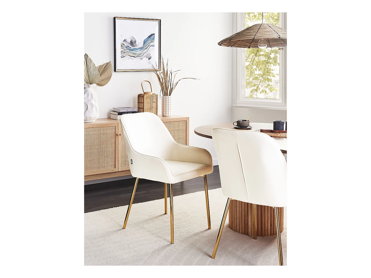 Lot de 2 chaises de salle à manger LOVERNA Velours Blanc cassé