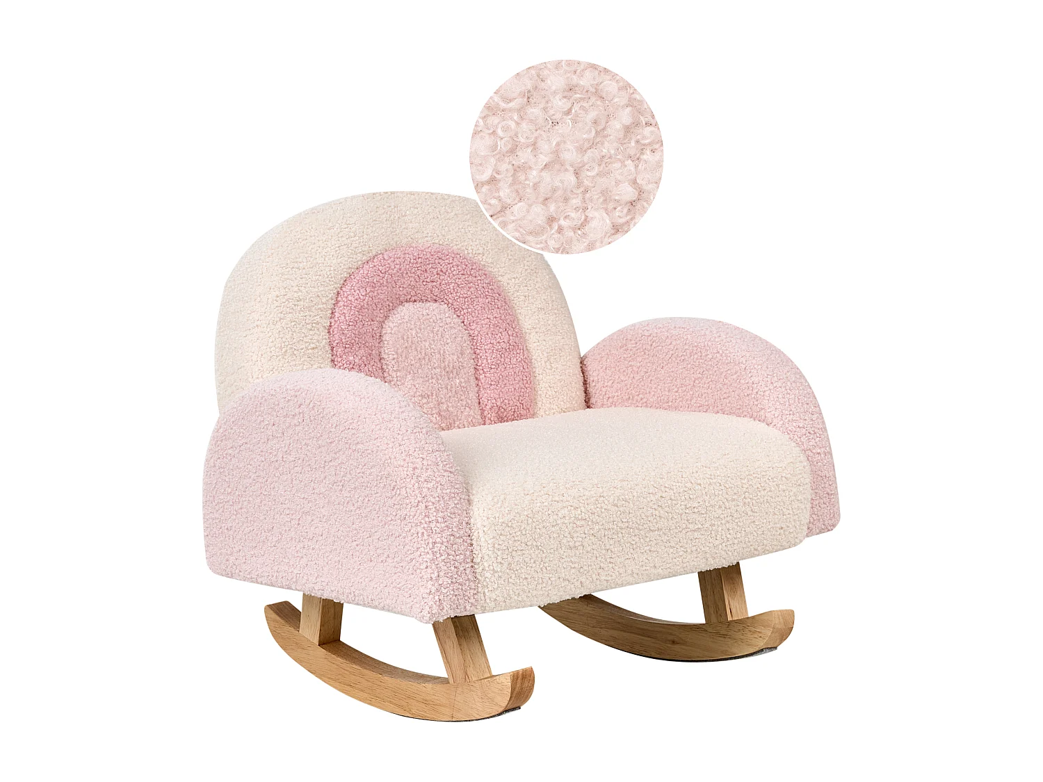 Chaise à bascule pour enfants Arc-en-ciel OMBO Bouclé Rose pastel
