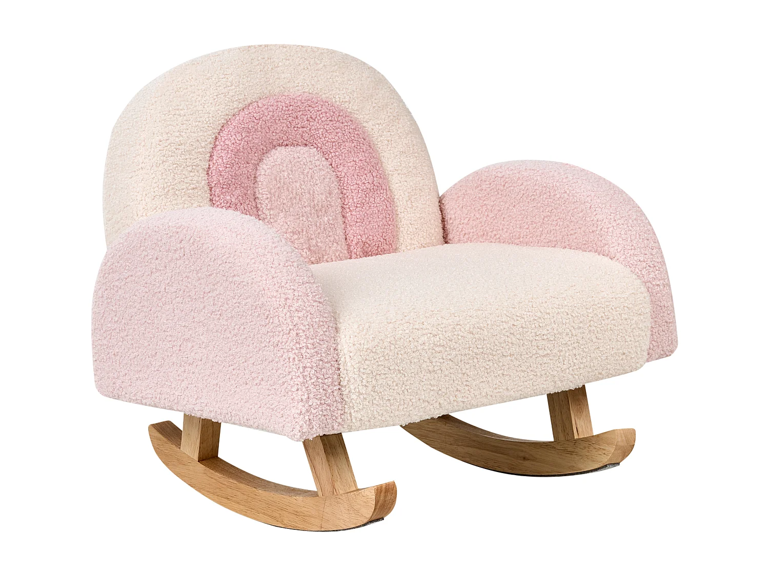 Chaise à bascule pour enfants Arc-en-ciel OMBO Bouclé Rose pastel