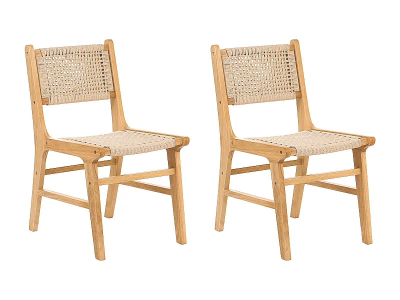 Esszimmerstuhl 2er Set OZELLA Holz Braun / Beige