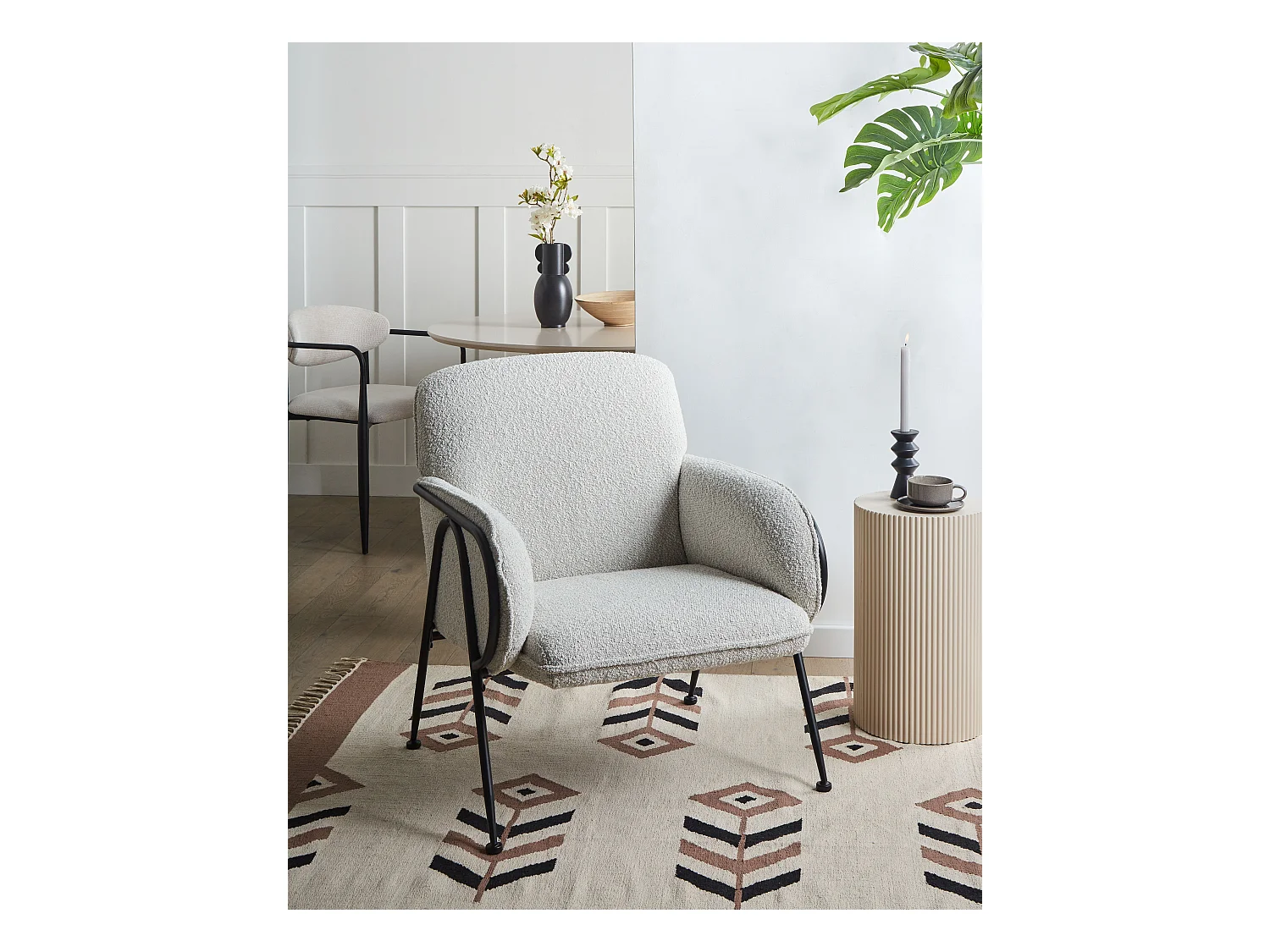 Sessel Stoff beige mit Metallgestell Loungesessel modernes Design Trysnes