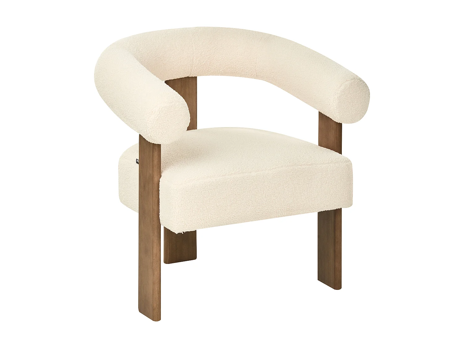 Fauteuil ILBRO Bouclé Blanc cassé/marron foncé