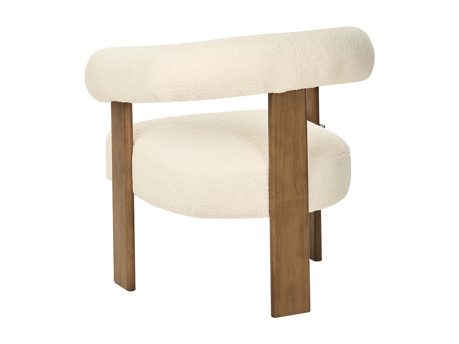 Fauteuil ILBRO Bouclé Blanc cassé/marron foncé
