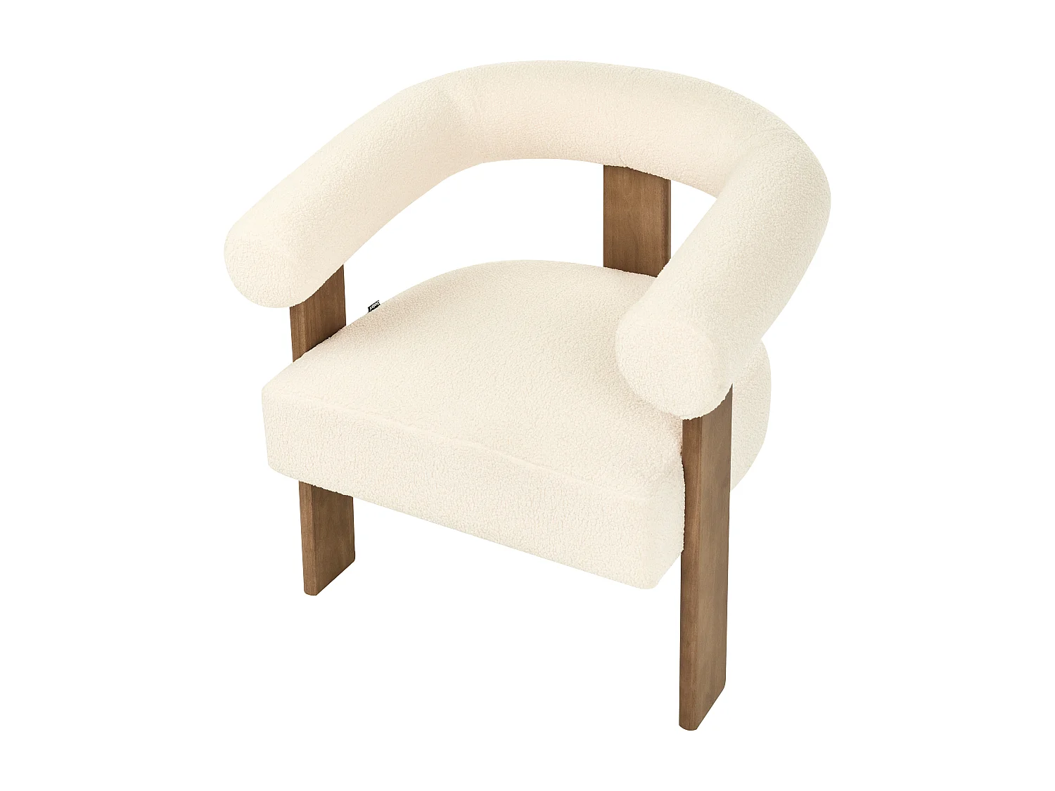 Fauteuil ILBRO Bouclé Blanc cassé/marron foncé