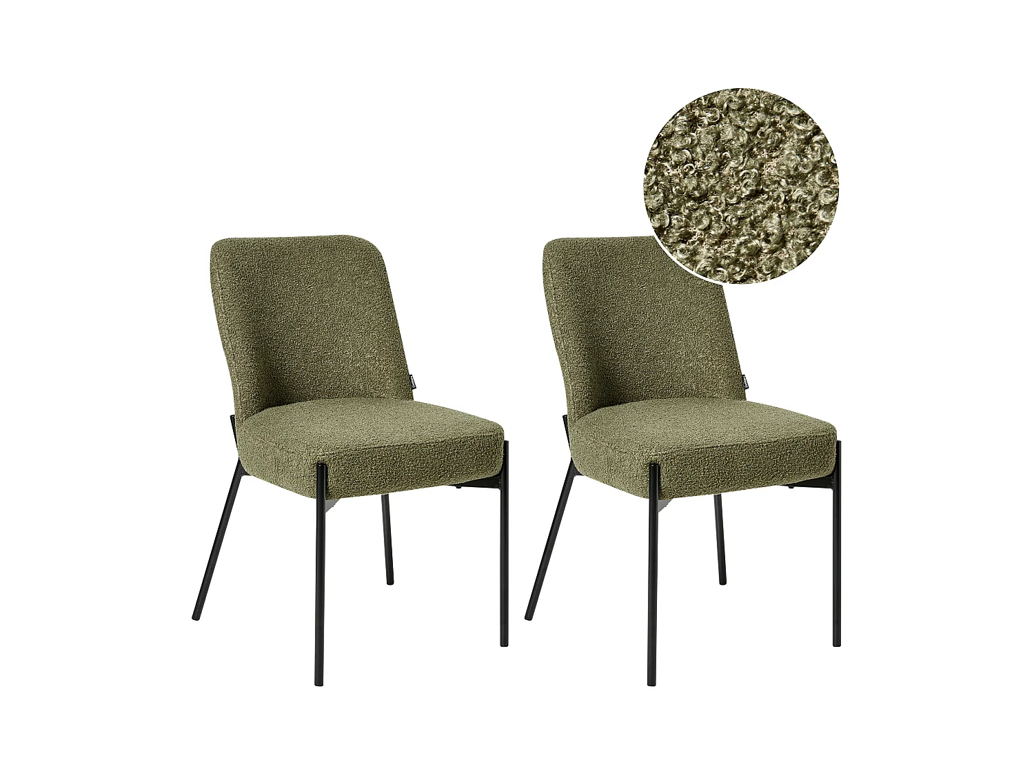 Set mit 2 Stühlen MALIN Bouclé Dunkelgrün