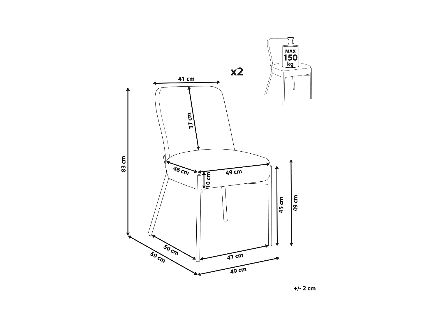 Lot de 2 chaises MALIN Bouclé Vert foncé