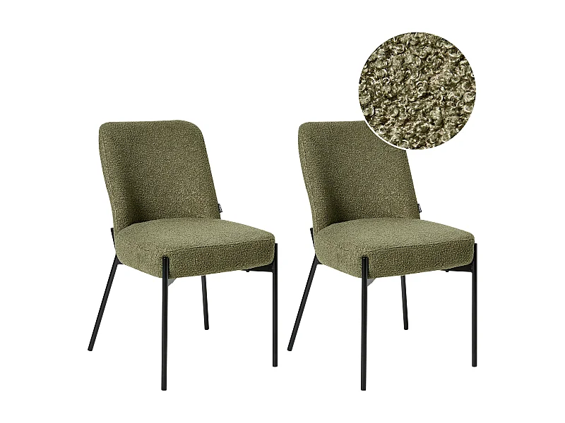 Set mit 2 Stühlen MALIN Bouclé Dunkelgrün