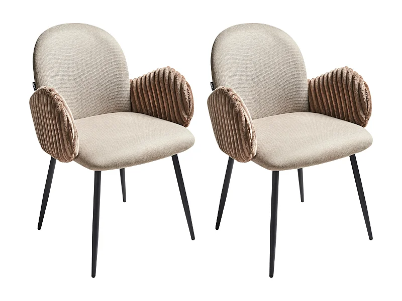 Lot de 2 chaises de salle à manger AMITY Tissu Taupe