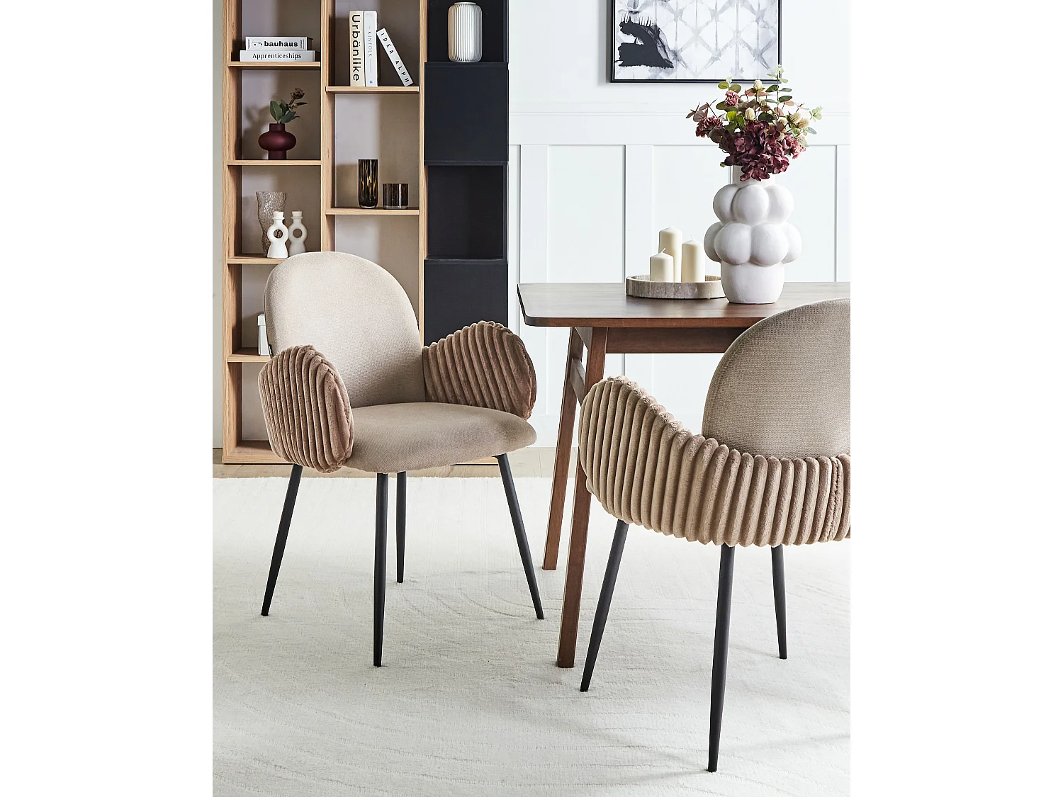 Esszimmerstuhl 2er Set AMITY Stoff Taupe