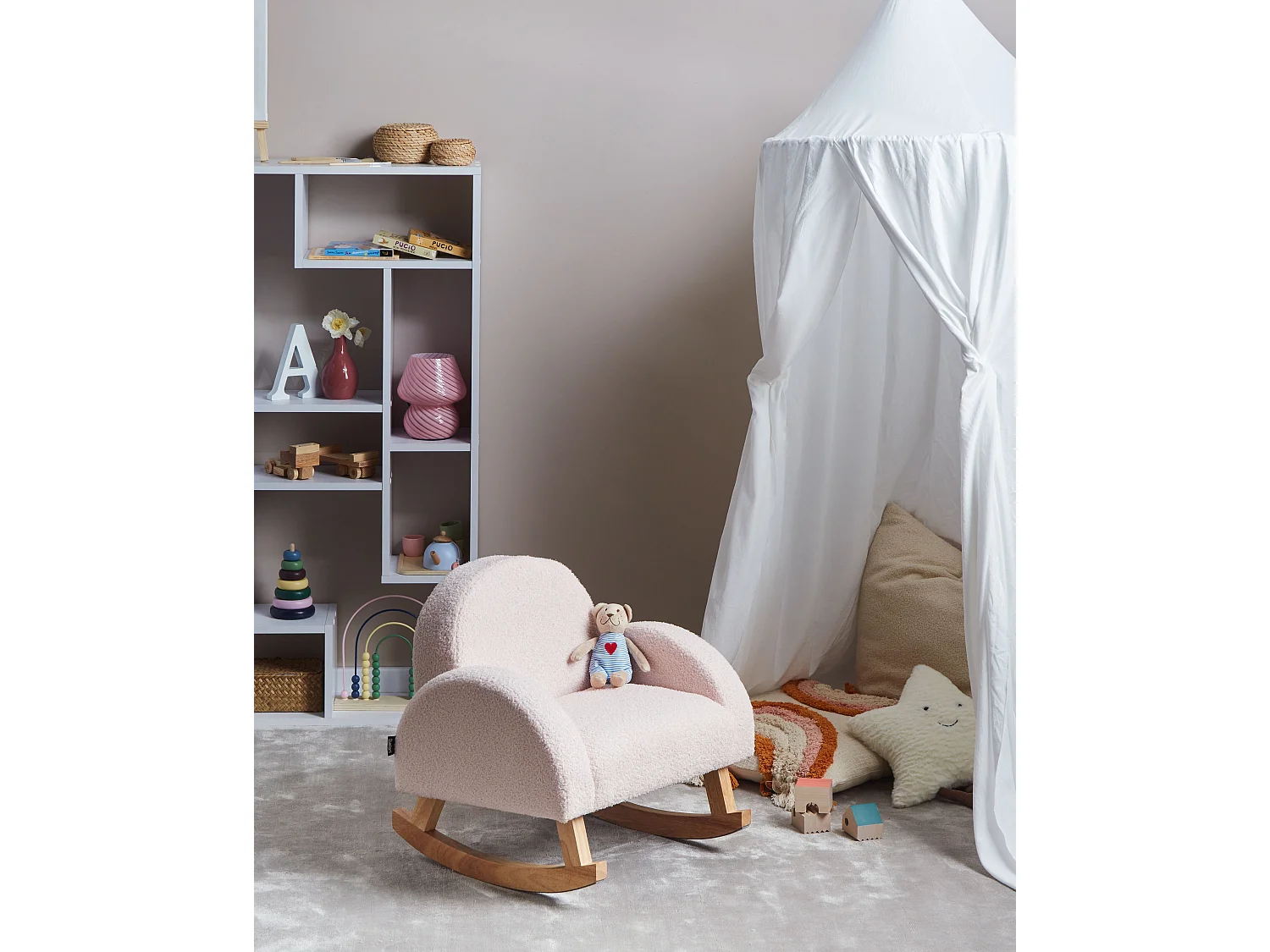 Chaise à bascule pour enfants HUG Bouclé Rose pastel