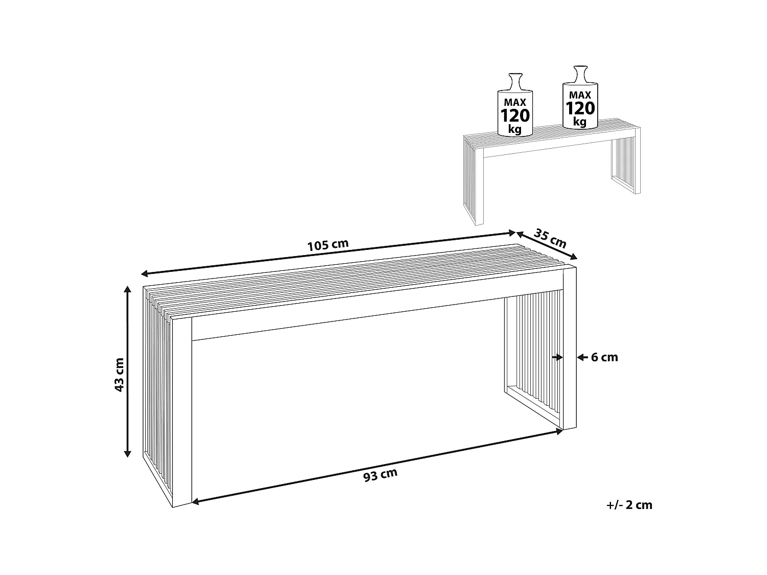 Banc de jardin BELLANO 105 cm Acacia Marron
