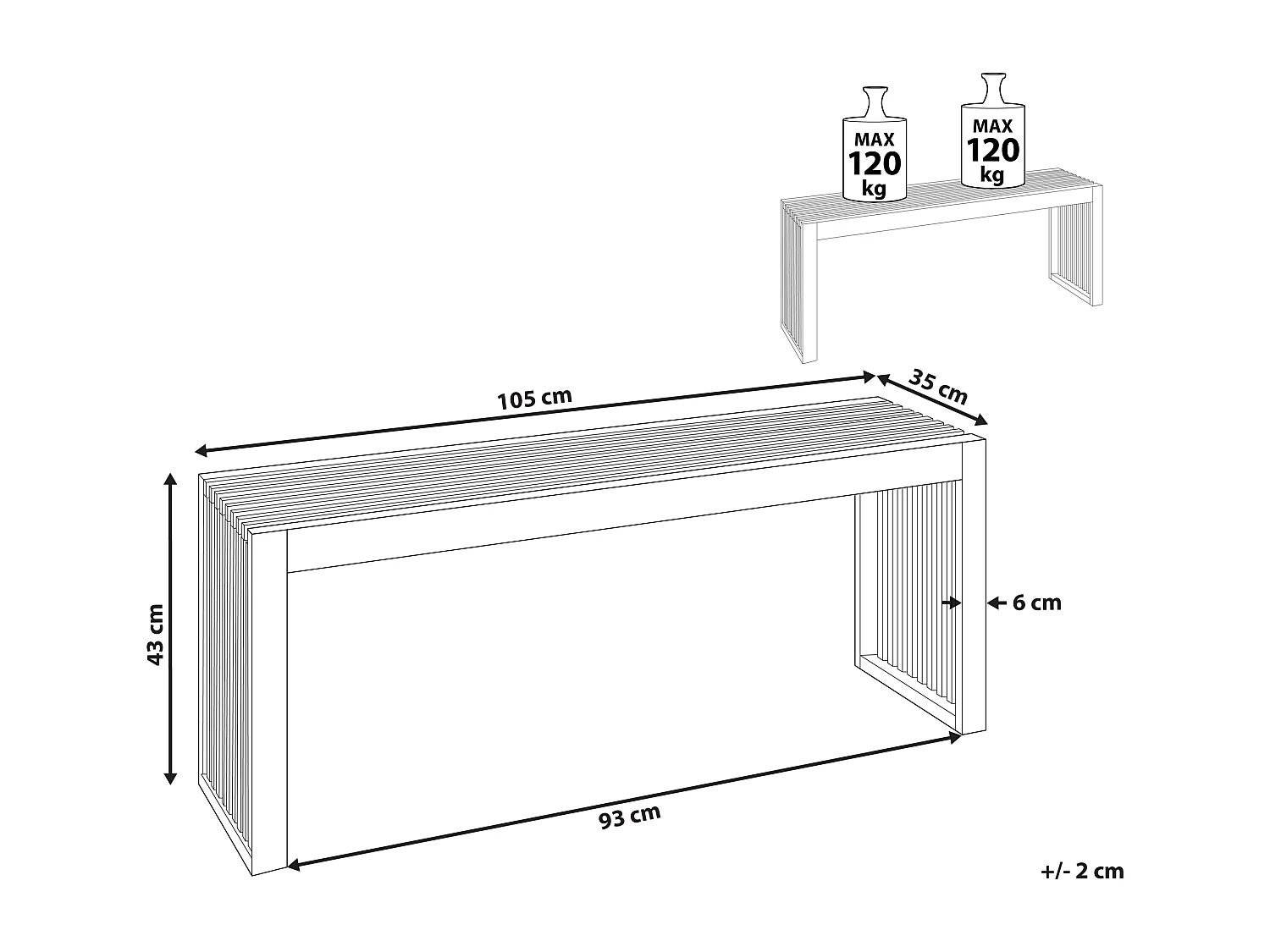 Banc de jardin BELLANO 105 cm Acacia Marron