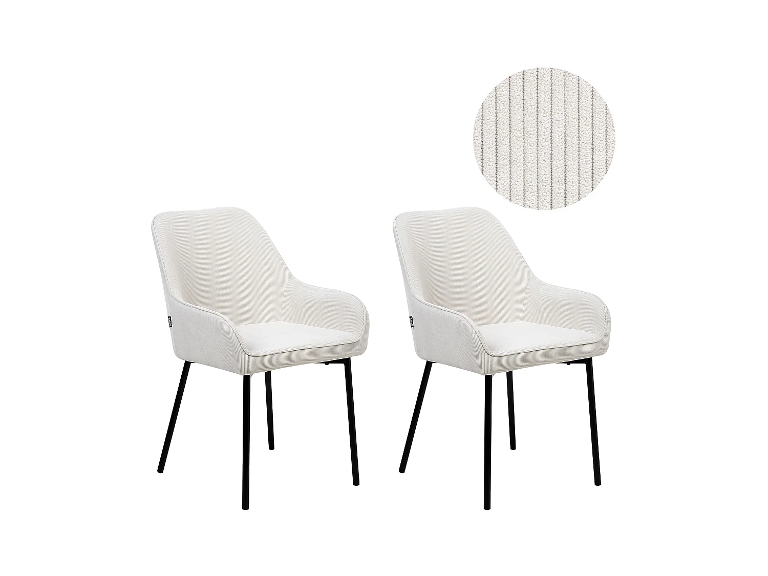Lot de 2 chaises de salle à manger LOVERNA Velours côtelé Blanc cassé