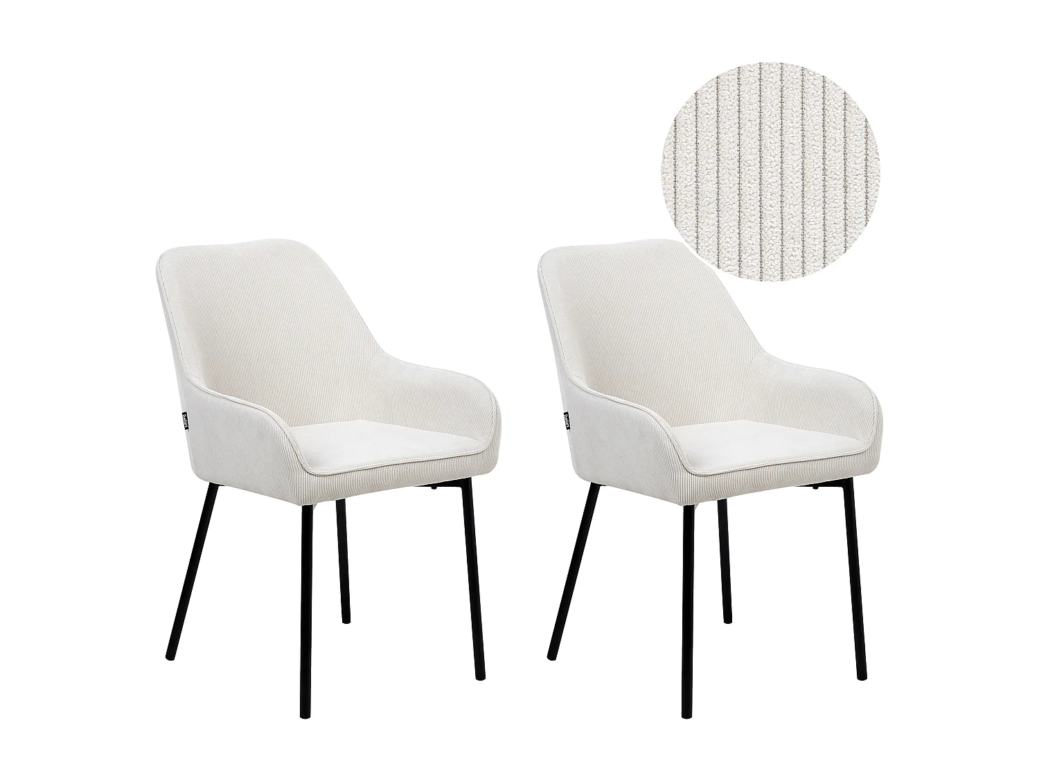 Lot de 2 chaises de salle à manger LOVERNA Velours côtelé Blanc cassé