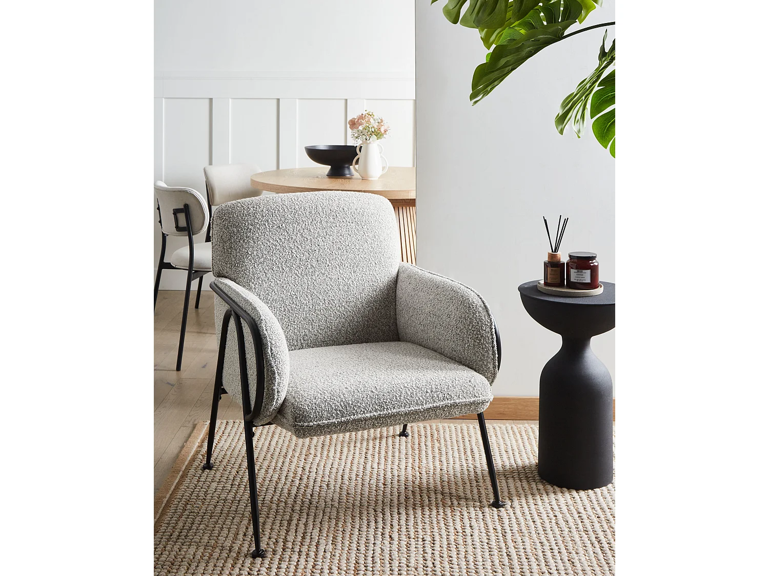 Fauteuil TRYSNES Tissu Noir/blanc