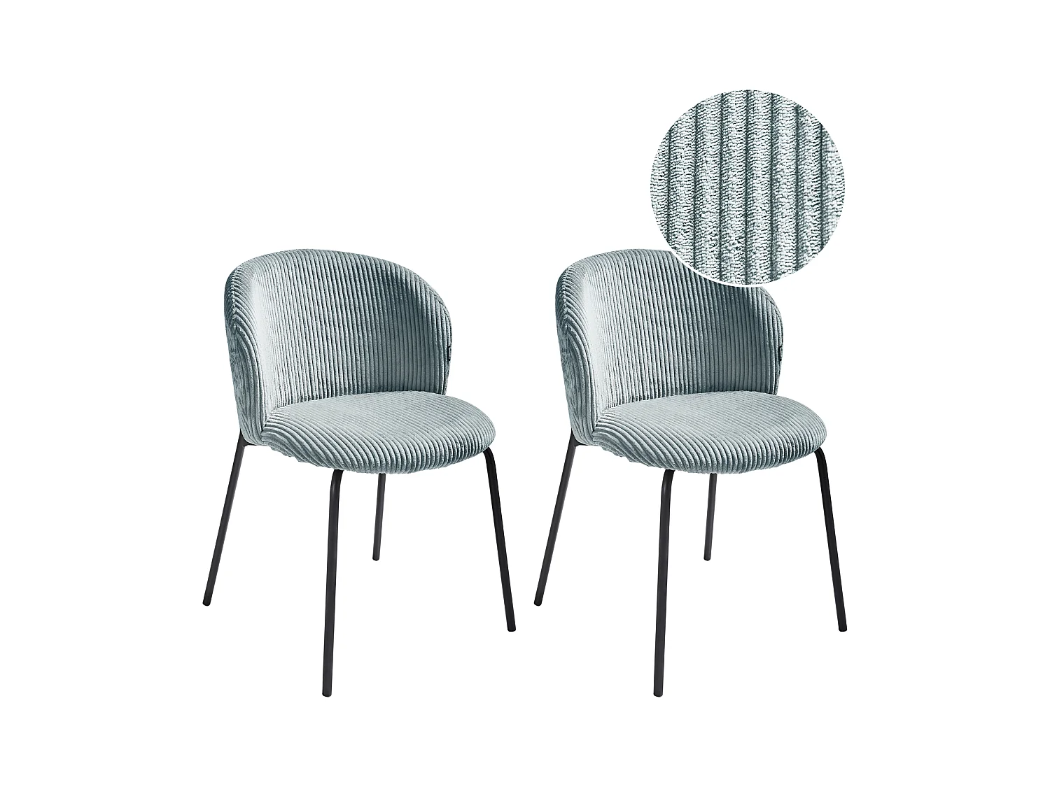 Esszimmerstuhl 2er Set MILES Cord Hellblau