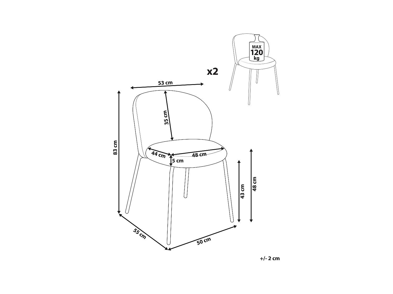 Esszimmerstuhl 2er Set MILES Cord Hellblau