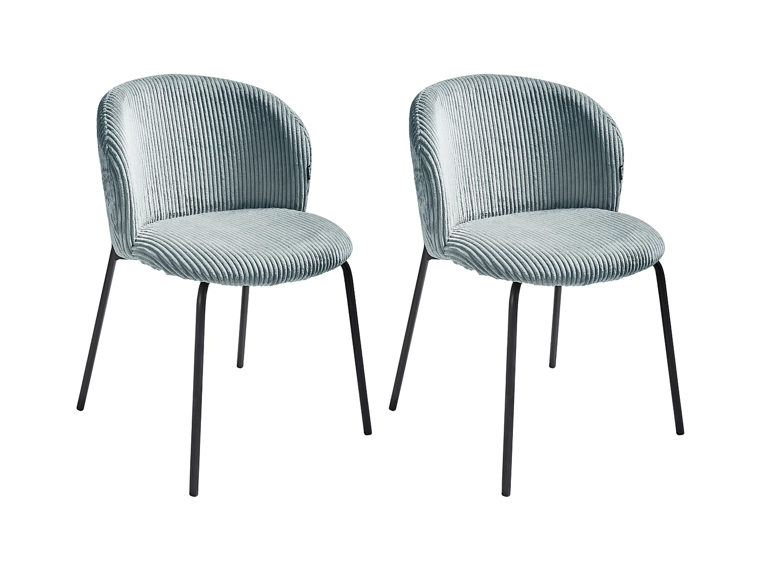 Esszimmerstuhl 2er Set MILES Cord Hellblau