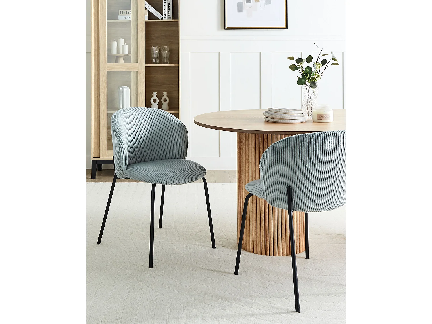 Set di 2 sedie da pranzo MILES Velluto a coste Azzurro