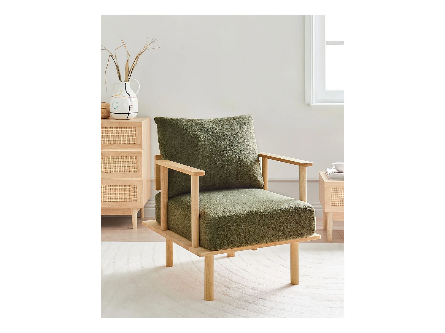 Fauteuil ASKER Bouclé Vert foncé