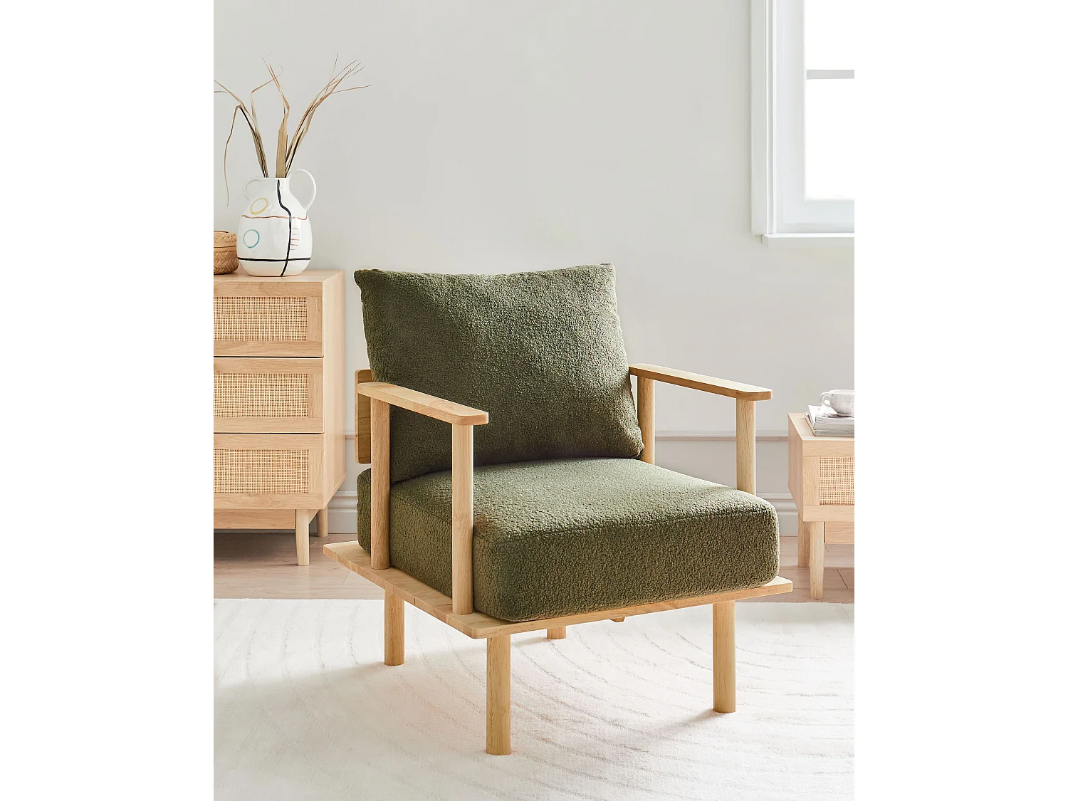 Sessel ASKER Bouclé Dunkelgrün