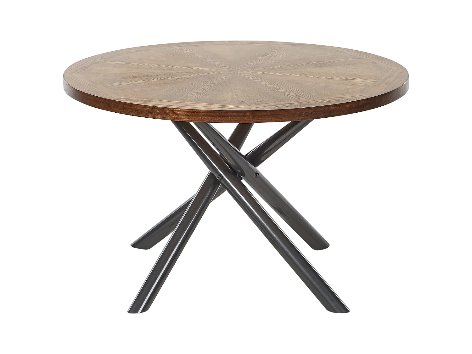 Esstisch Rund MDF Platte dunkler Holzfarbton Metallbeine grau ⌀ 120 cm Lorenzo