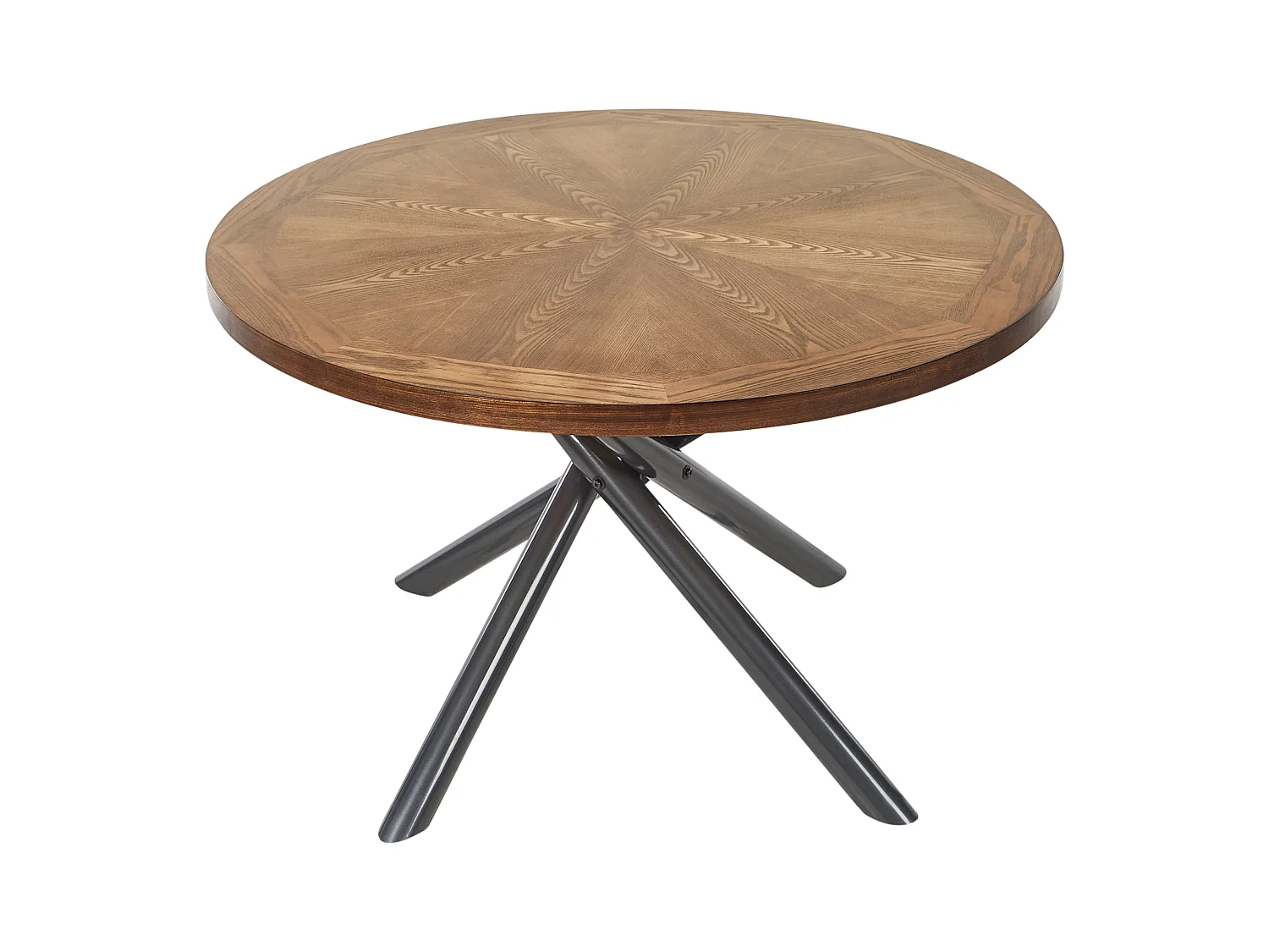 Esstisch Rund MDF Platte dunkler Holzfarbton Metallbeine grau ⌀ 120 cm Lorenzo