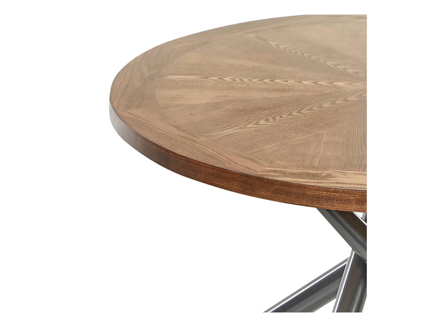 Esstisch Rund MDF Platte dunkler Holzfarbton Metallbeine grau ⌀ 120 cm Lorenzo