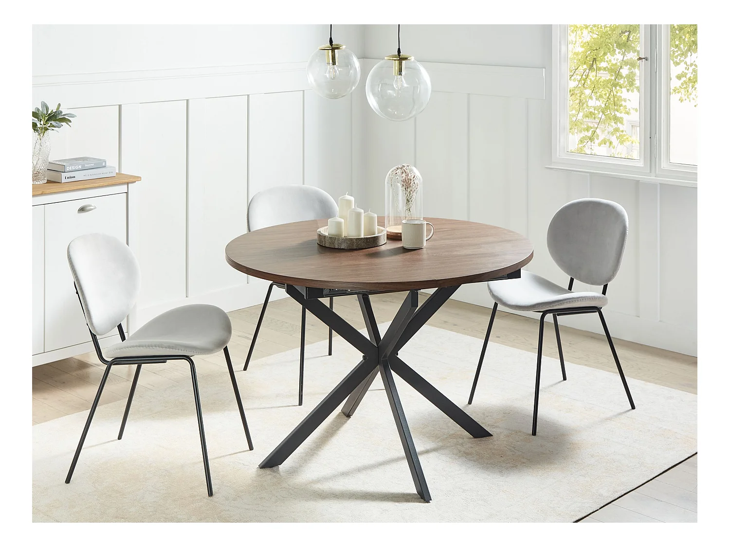 Table de salle à manger extensible FRIONA Marron foncé 110/140 cm 110 cm