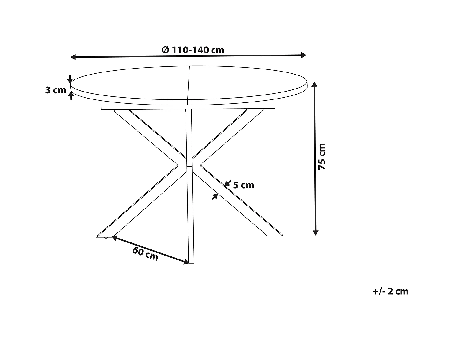 Table de salle à manger extensible FRIONA Marron foncé 110/140 cm 110 cm