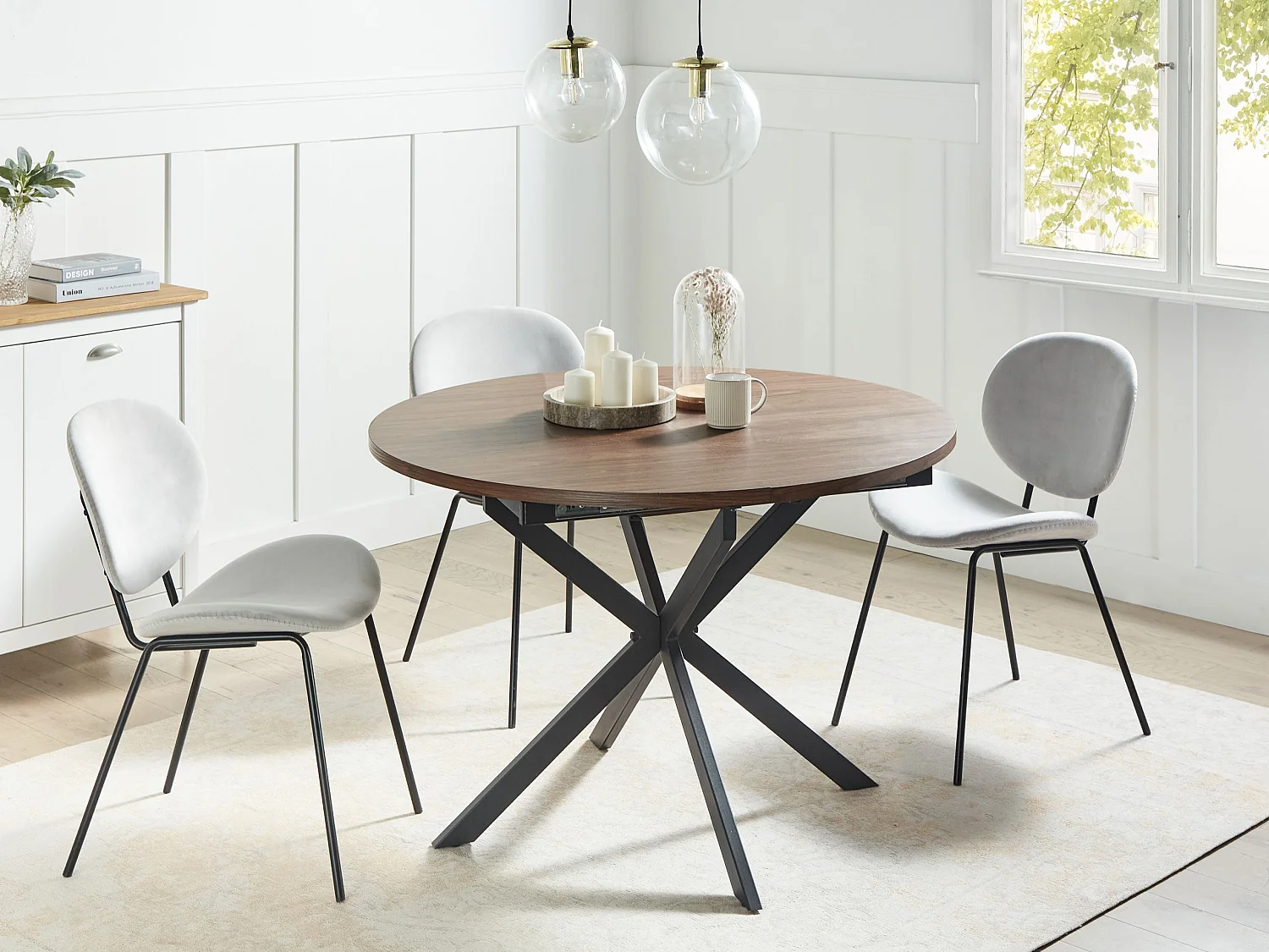 Table de salle à manger extensible FRIONA Marron foncé 110/140 cm 110 cm