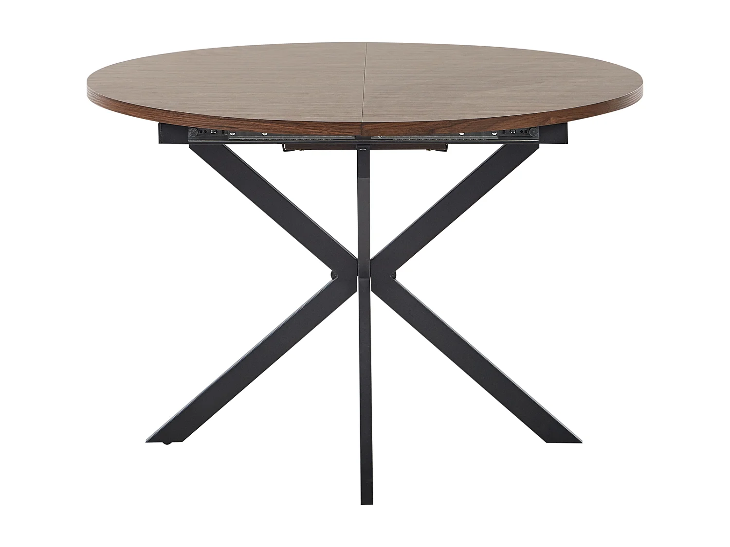 Ausziehbarer Esstisch MDF dunkler Holzfarbton mit schwarzen Metallbeinen Friona