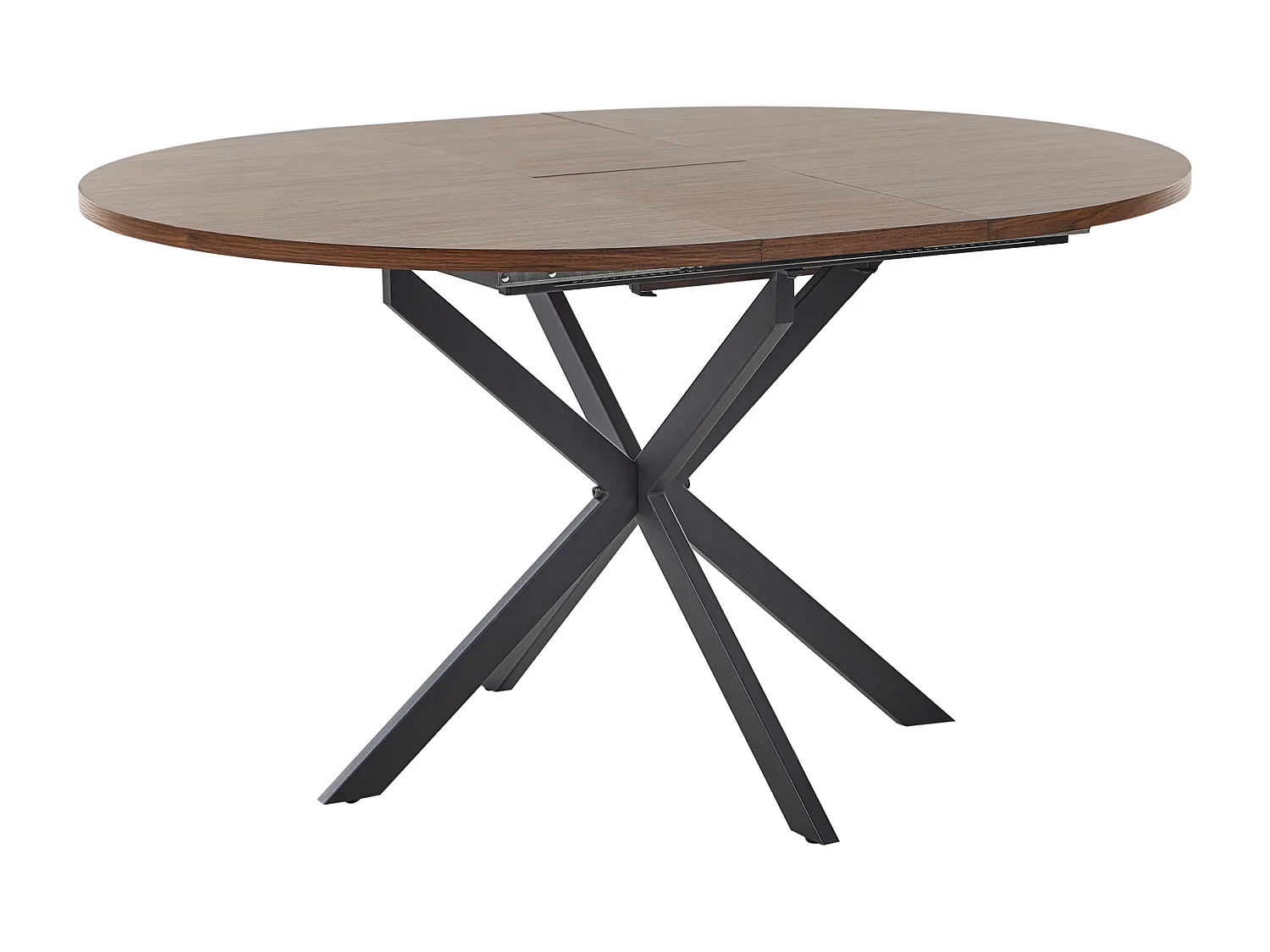 Ausziehbarer Esstisch MDF dunkler Holzfarbton mit schwarzen Metallbeinen Friona