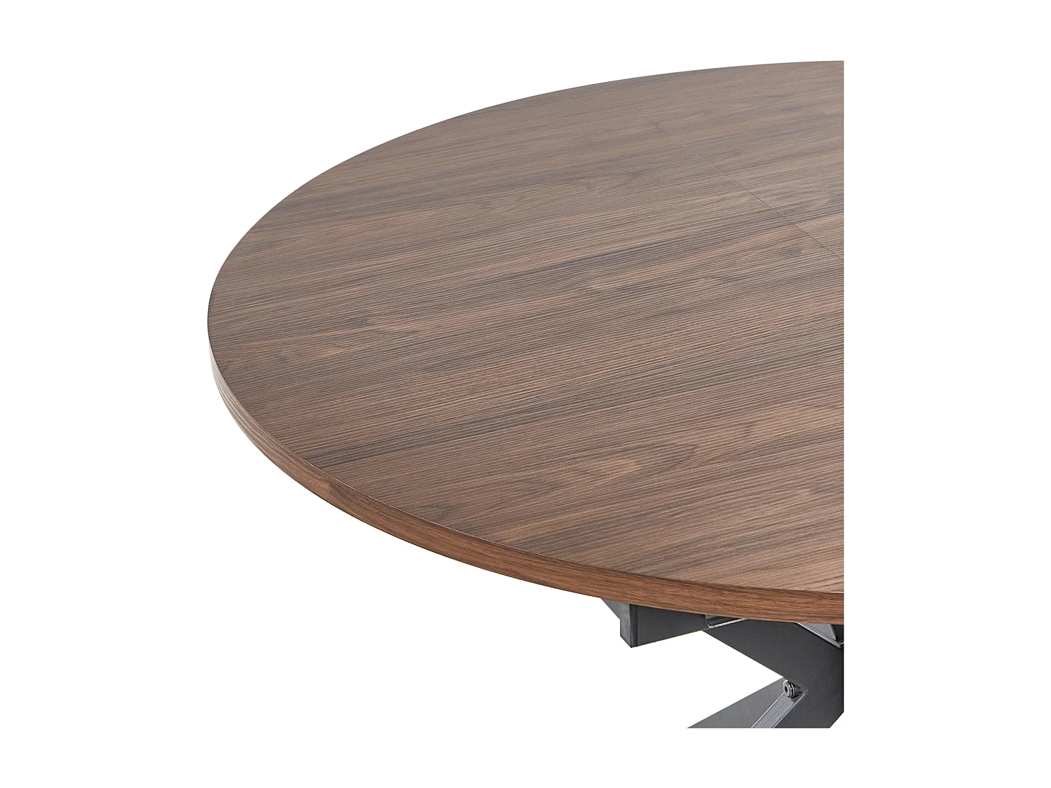 Ausziehbarer Esstisch MDF dunkler Holzfarbton mit schwarzen Metallbeinen Friona