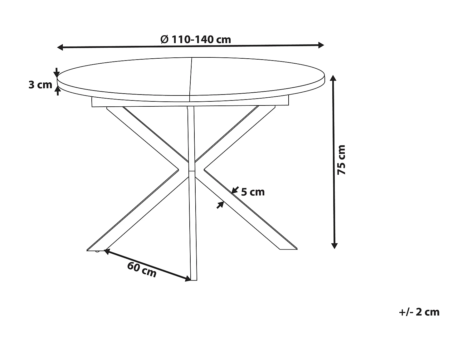 Table de salle à manger extensible FRIONA Marron foncé 110/140 cm 110 cm