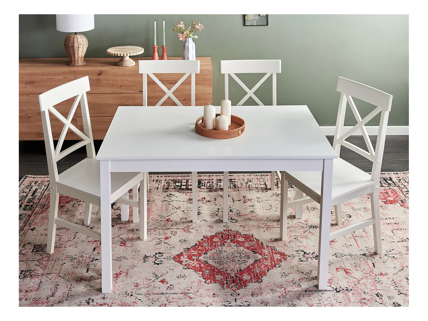 Table de repas BARLEE Blanc 120 cm 75 cm Bois de peuplier