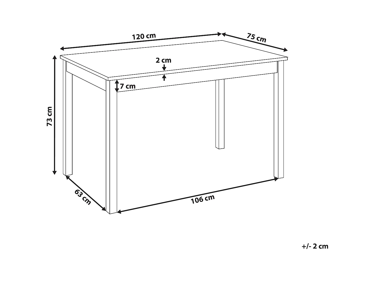 Table de repas BARLEE Blanc 120 cm 75 cm Bois de peuplier