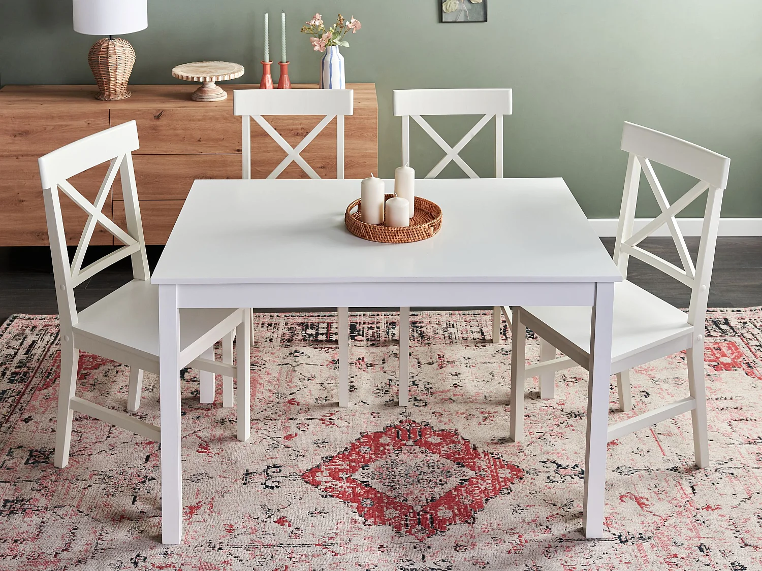 Table de repas BARLEE Blanc 120 cm 75 cm Bois de peuplier