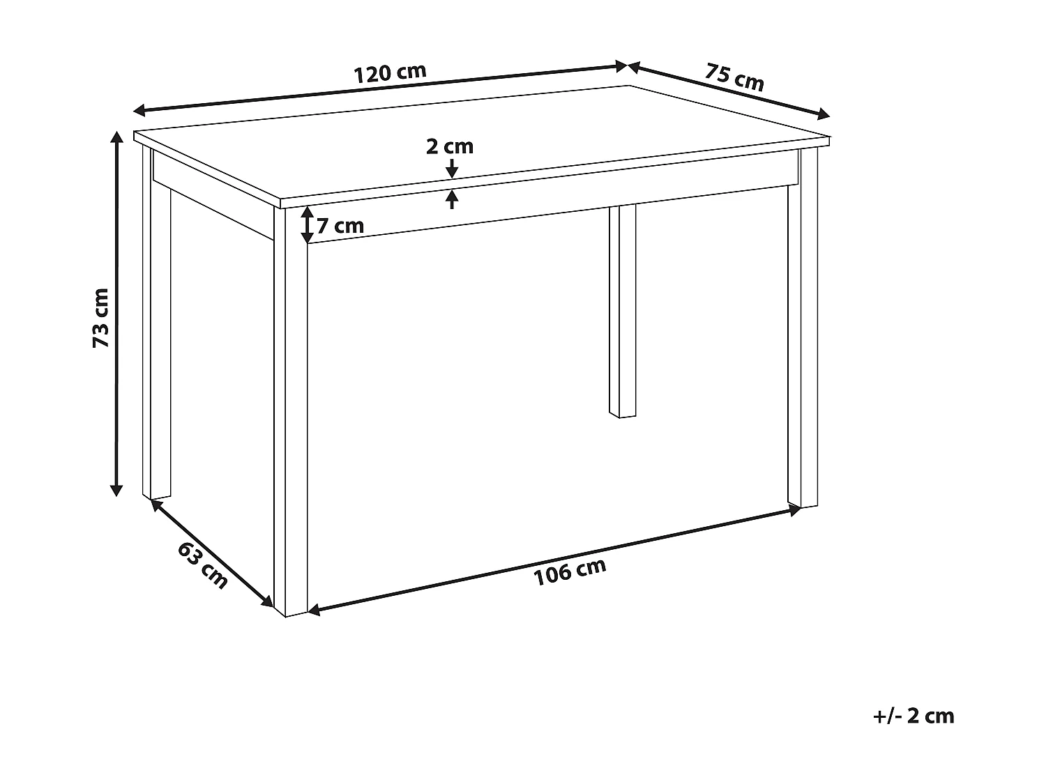 Table de repas BARLEE Blanc 120 cm 75 cm Bois de peuplier
