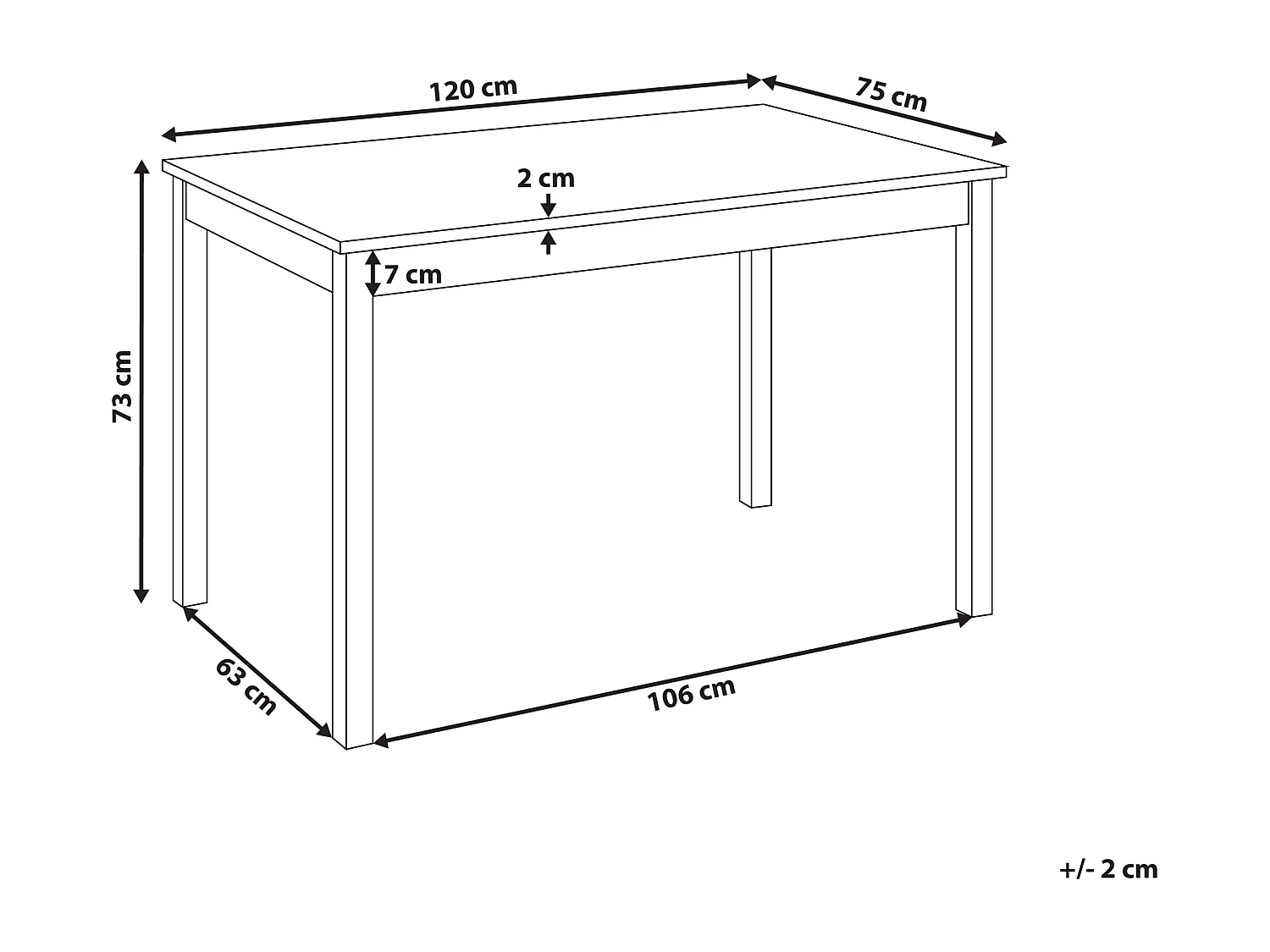 Table de repas BARLEE Blanc 120 cm 75 cm Bois de peuplier