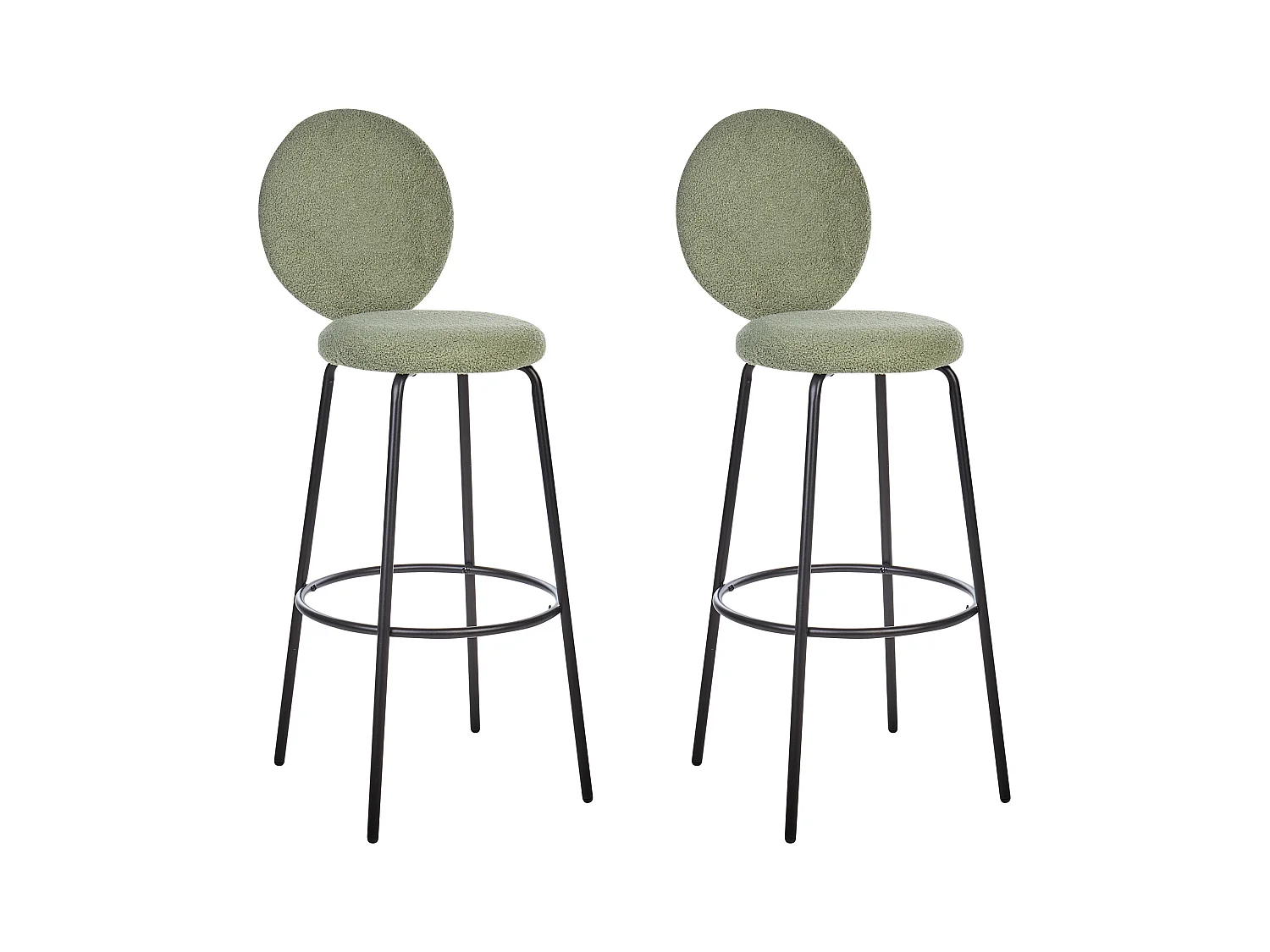 Zestaw 2 krzeseł barowych EMERY Boucle Jasnozielony