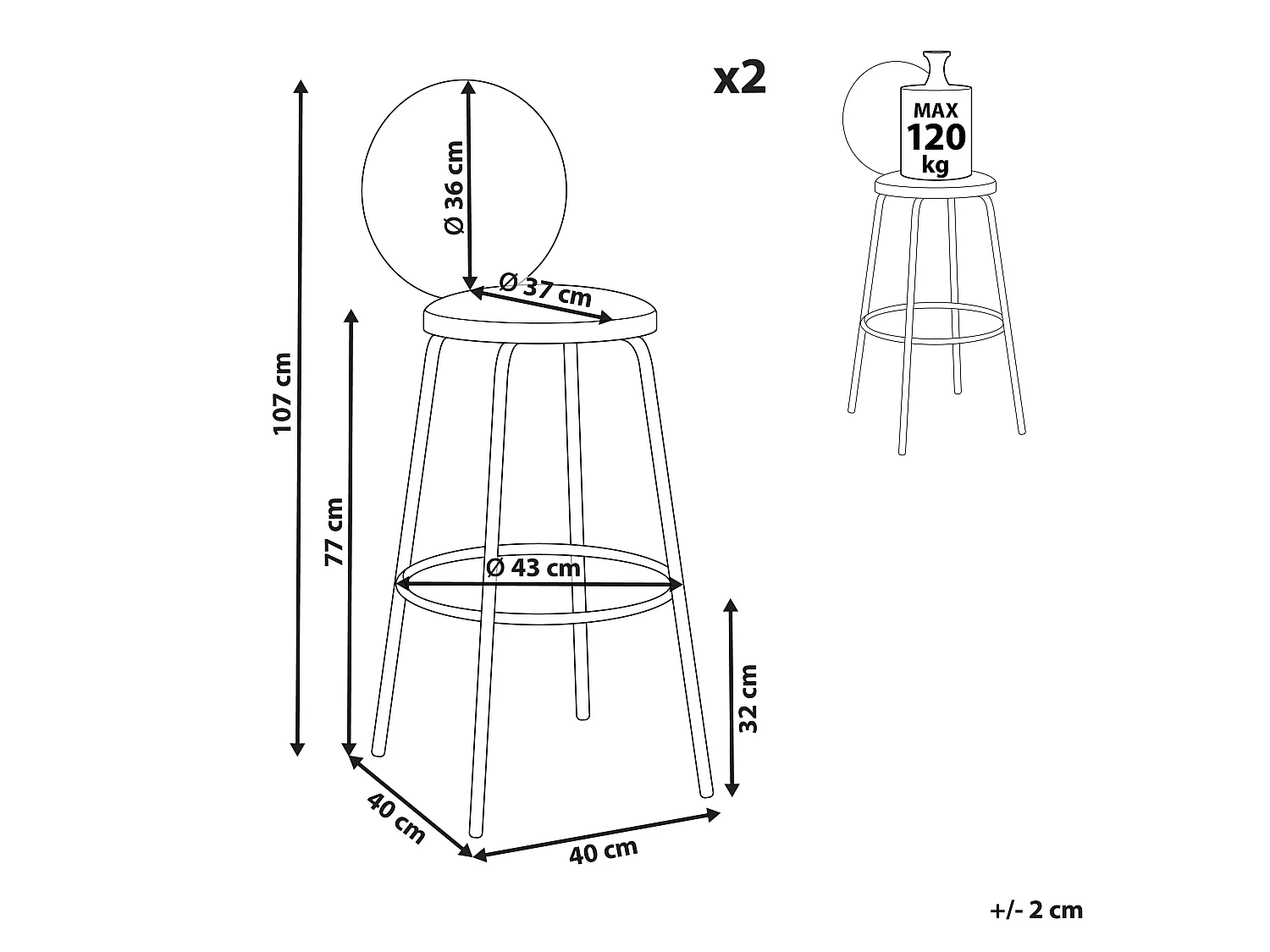 Lot de 2 chaises de bar EMERY Bouclé Vert clair