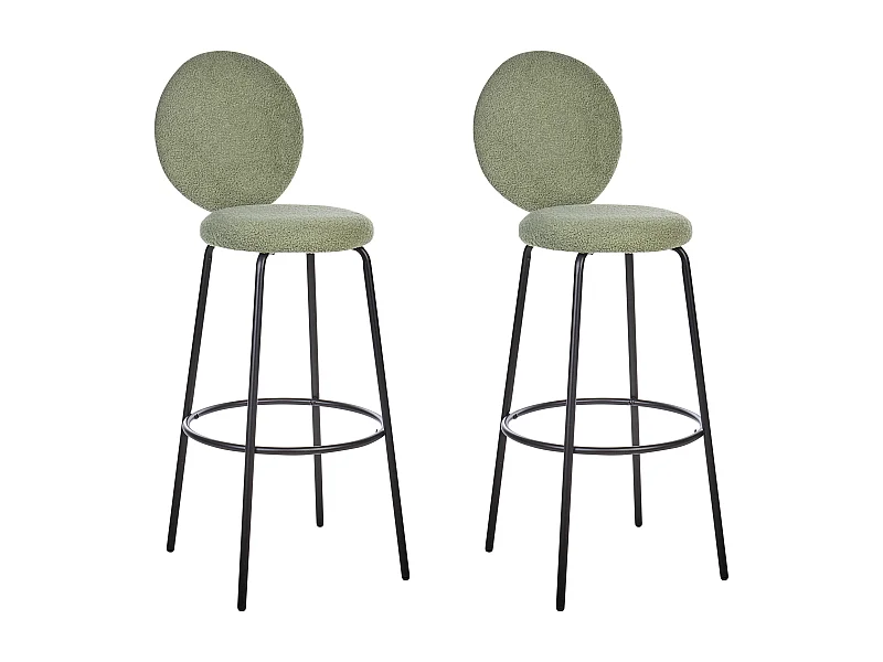 Lot de 2 chaises de bar EMERY Bouclé Vert clair