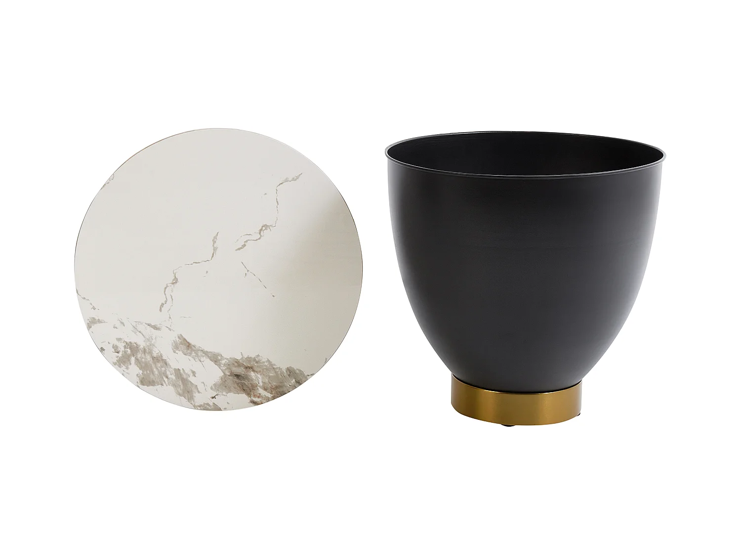 Table d'appoint NADINE Céramique Noir avec rangement